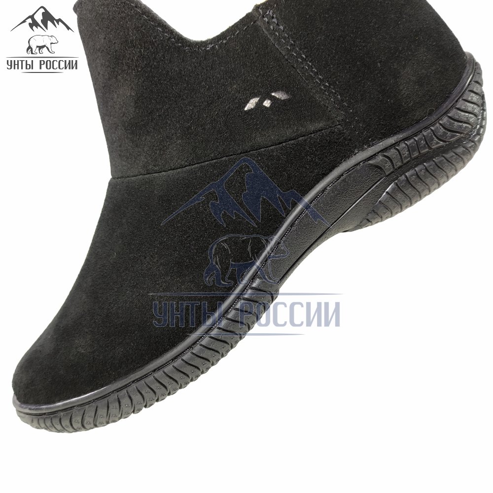 Ботинки зимние укороченные женские натуральные черные замшевые «Альва», литая подошва